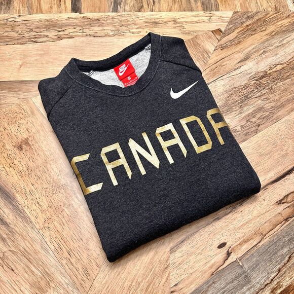 Nike Team Canada Hockey Sweatshirt Men’s Medium Black Gold Olympic Crew - Picture 10 of 15